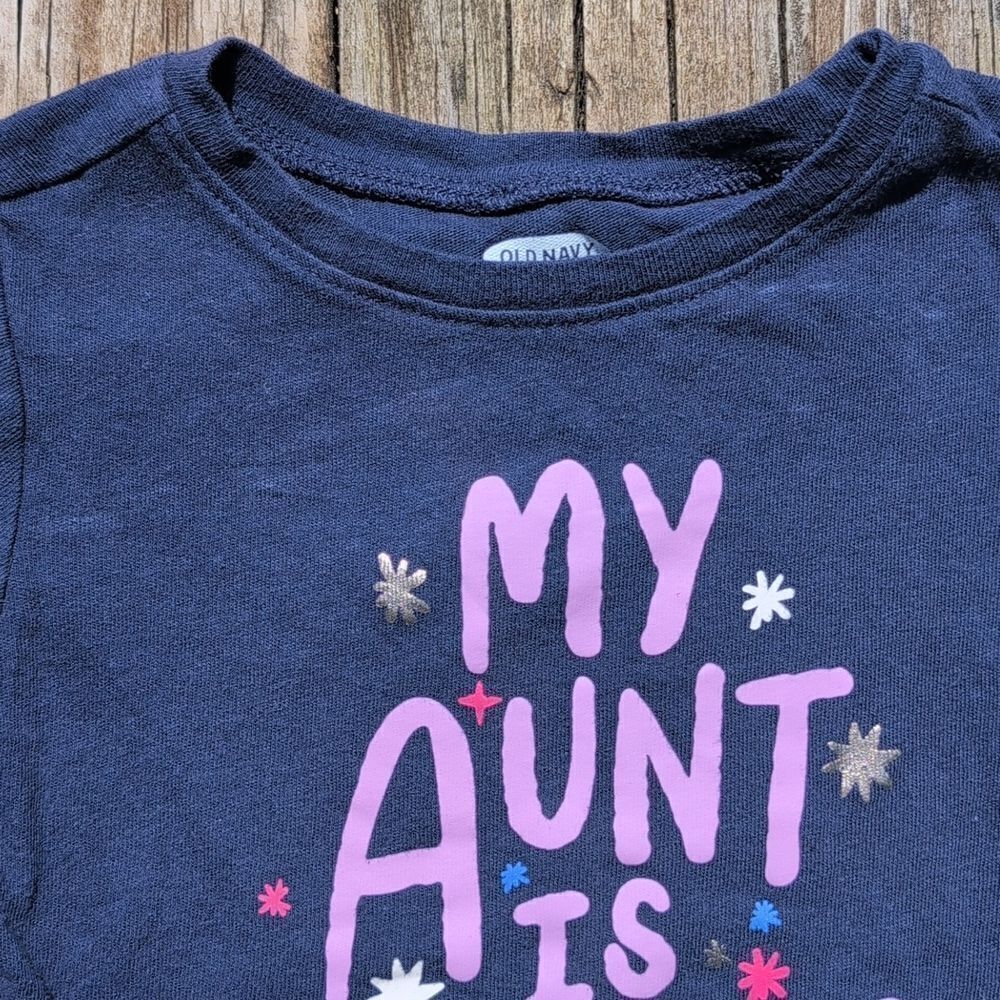 Old Navy 12-18 Month Girls Blue My Aunt Is Amazing Short Sleeve Tee Shirt - Picture 2 of 5
